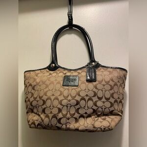 Coach Brown and Black Signature Tote